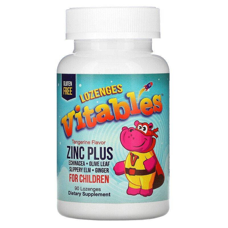 

Добавка с цинком для детей, мандариновый вкус, Vitables, Zinc Plus, 90 пастилок