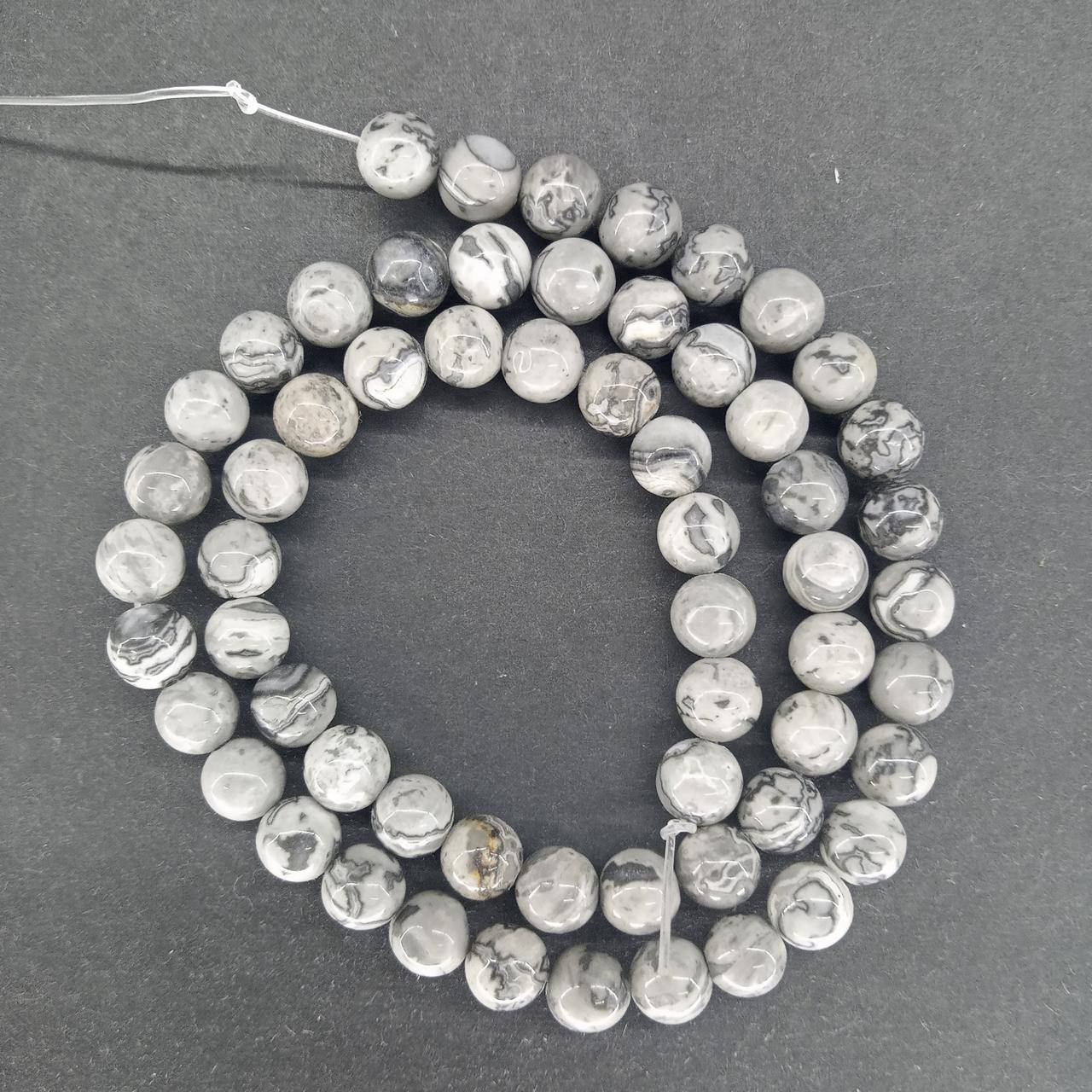 

Бусины на нитке натуральный камень Яшма гладкий шарик d=6мм