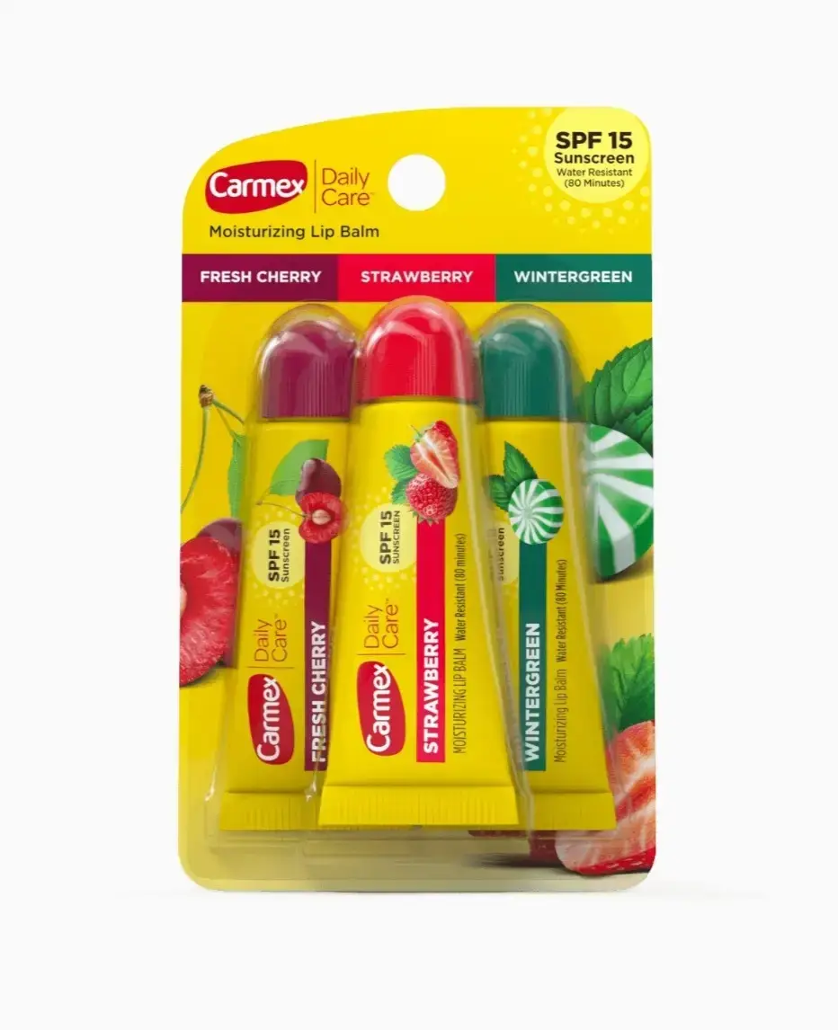 

Набір бальзамів для губ Carmex Daily Care Fresh Cherry | Strawberry | Wintergreen в тюбиках 10 г