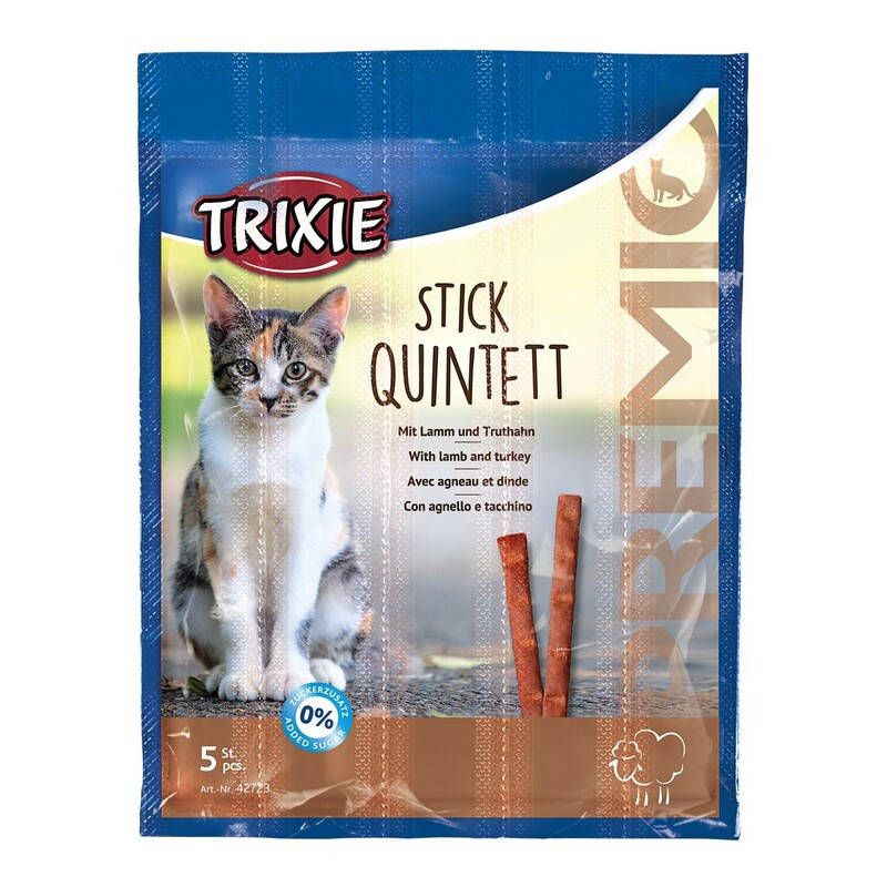 

Лакомство для кошек Trixie Premio Stick Quintett (ягненок и индейка), 5 шт х 5 г Акция