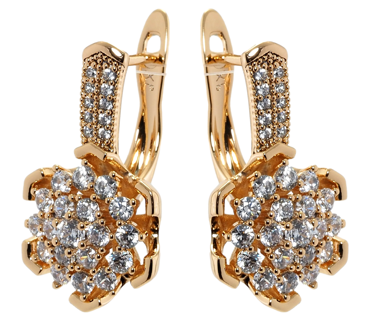 

Серьги Xuping Позолота 18K английский замок "Цветочки с цирконием"
