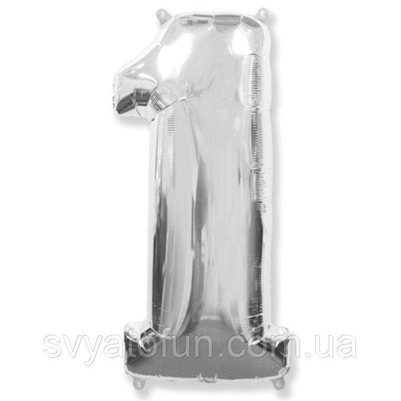 

Фольгированный шар цифра "1" серебро 40" FlexMetal, Серебристый