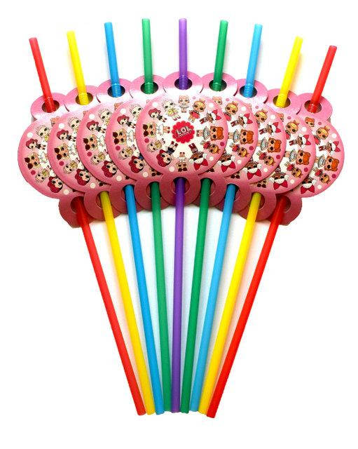 

Коктейльные трубочки с гофрой "LOL" ЛОЛ В упак. 10 шт, Разные цвета