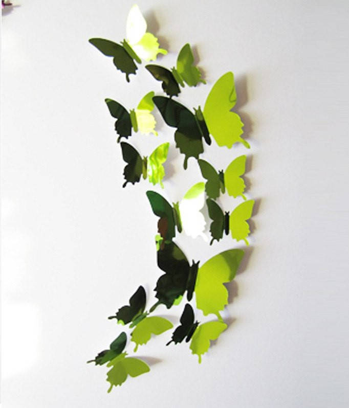 

Объемные 3D бабочки зеркальные, зеленые.