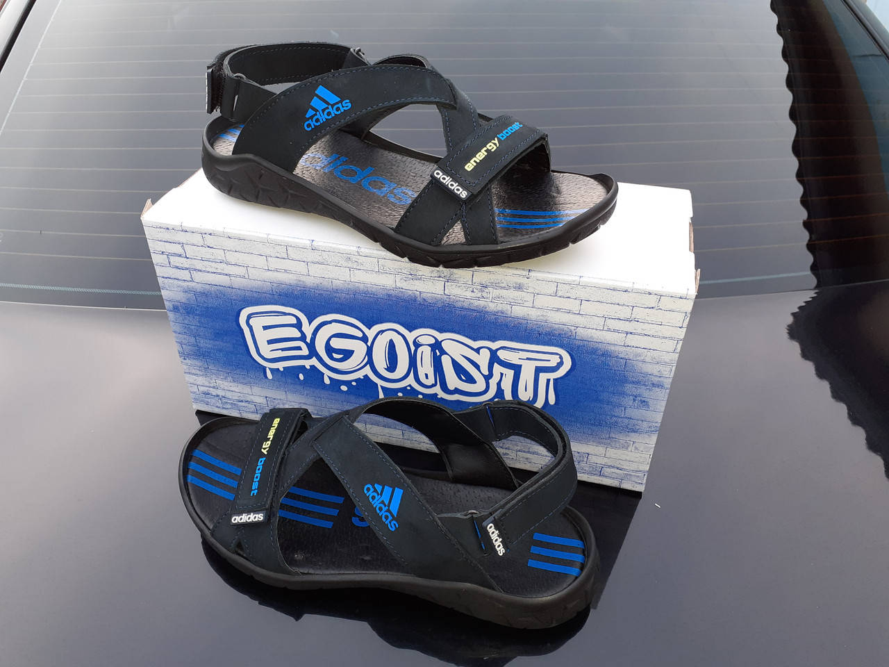 

ADIDAS ENERGY BOOST мужские кожаные сандалии босоножки синие, Синий