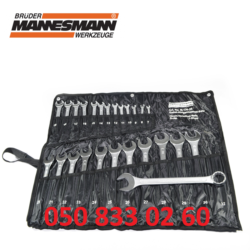 

Рожковые накидные ключи MANNESMANN 25 шт, инструмент рожкові накидні