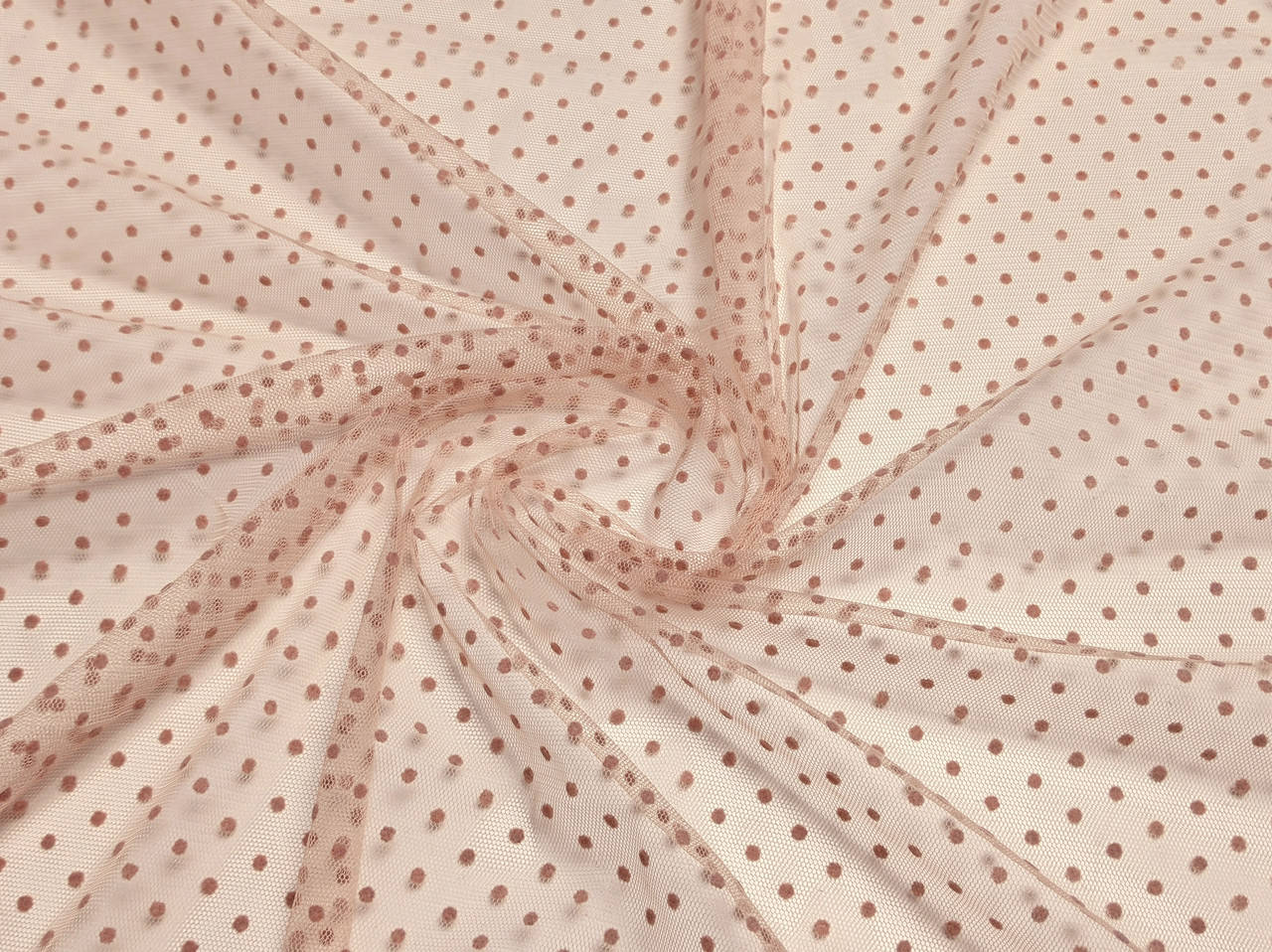 

Сетка флок горошки 3 мм, бежево-персиковый, Бежевый