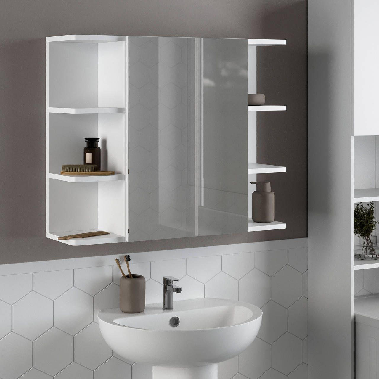 

Полка навесная с зеркалом, шкафчик в ванную, влагостойкий ДСП, зеркало., Выбрать цвет