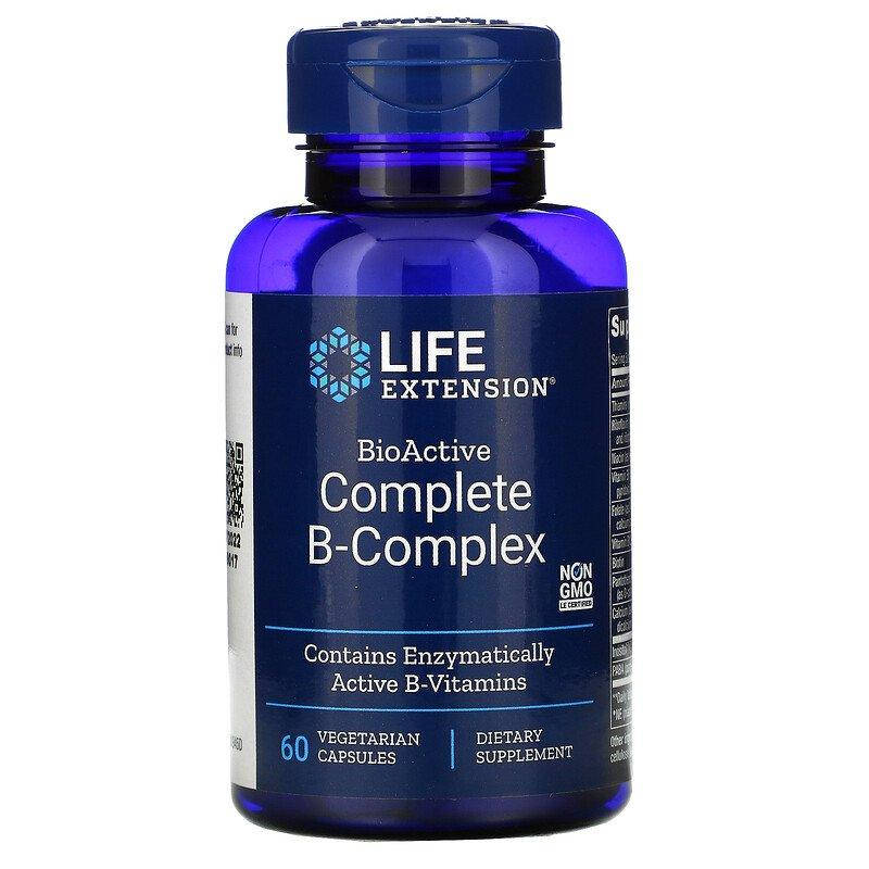 

Life Extension, полный биоактивный комплекс витаминов группы B, 60 растительных капсул