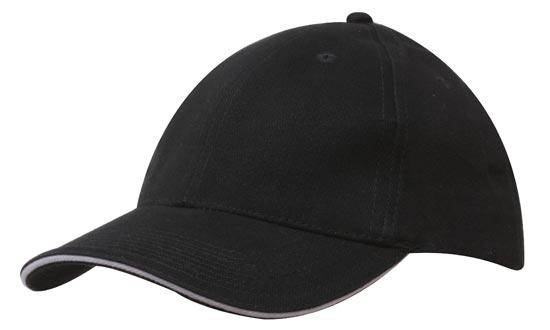 

Кепка с кантом на козырьке Sandwich Brushed Cotton Cap with Trim Черный BL - Белый WH