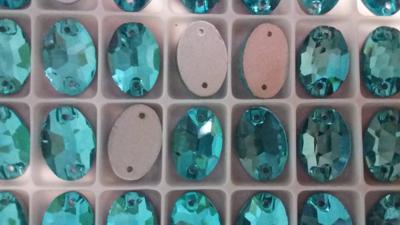 

11х16мм. ОВАЛЬНЫЕ пришивные AQUAMARINE стекло