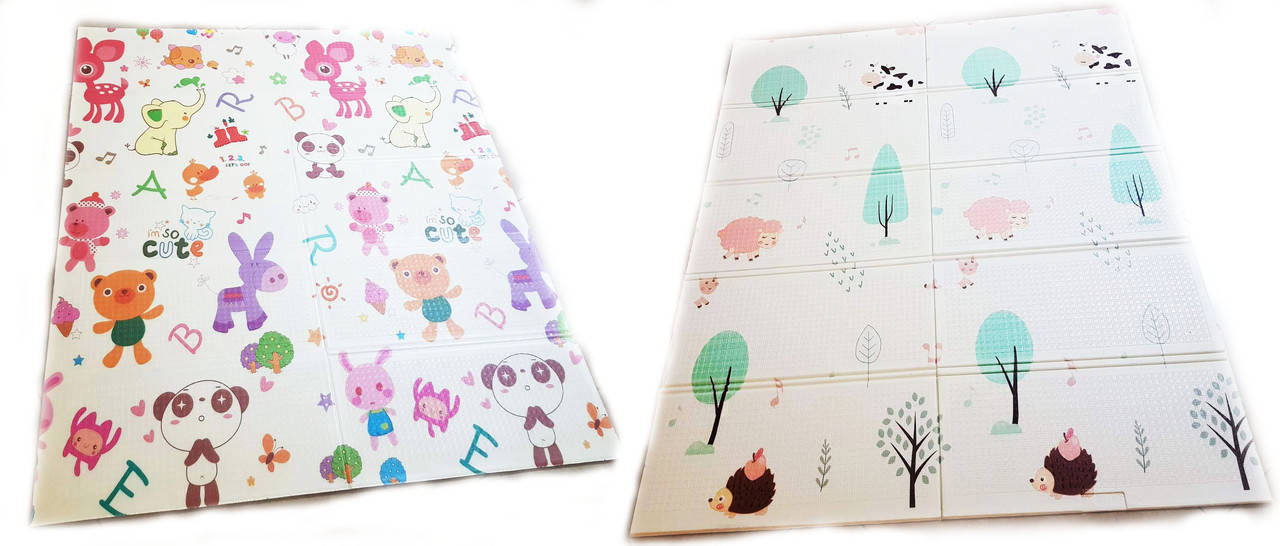 

Складной термоковрик двухсторонний детский коврик в кейсе развивающий не впитывает влагу 150х180см звери-ежик