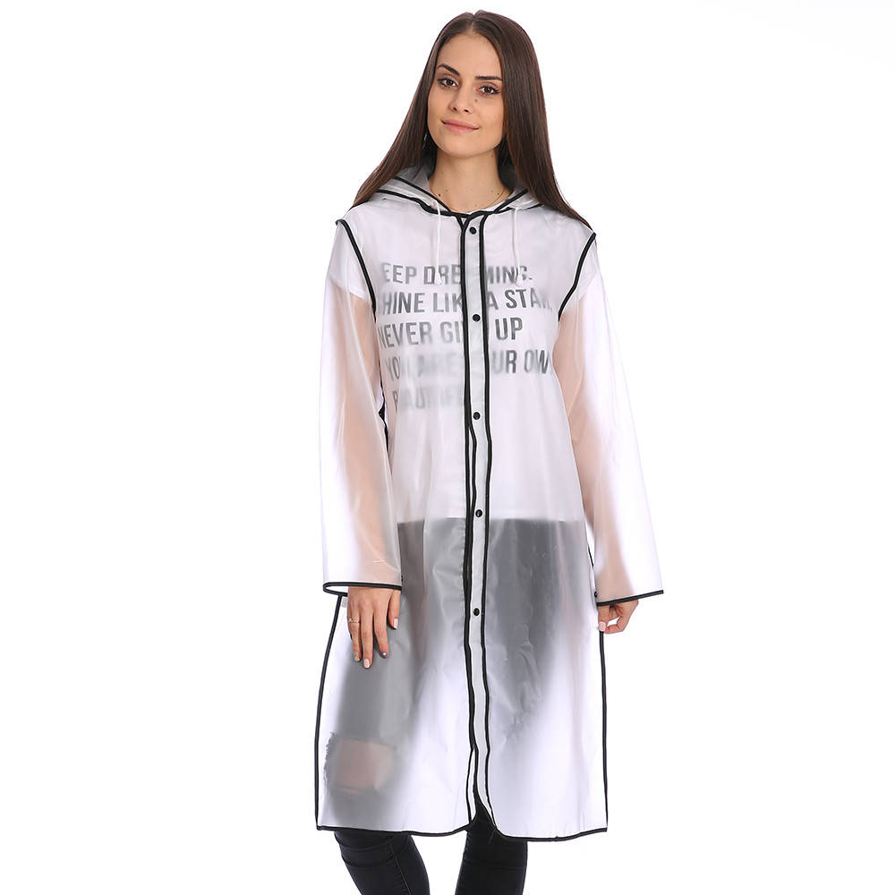

Плащ-дождевик Cat Raincoat Унисекс. Белый полупрозрачный с черным кантом