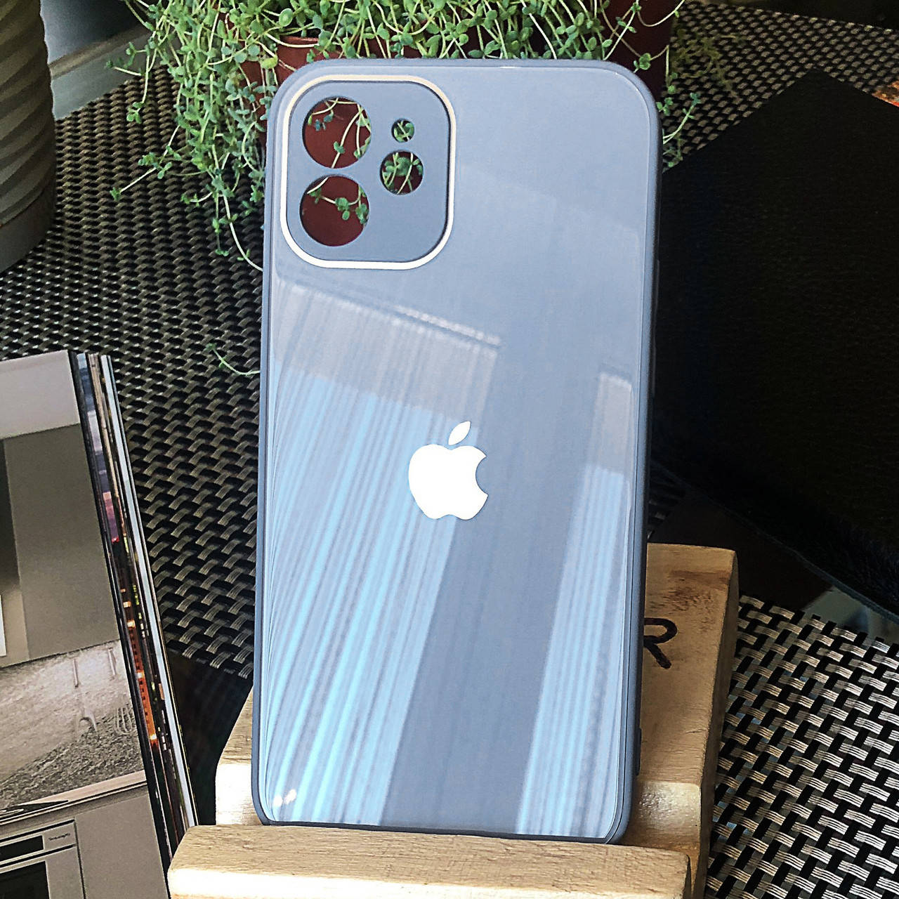 

Чехол Color-Glass для Iphone 12 mini бампер с защитой камер Blue