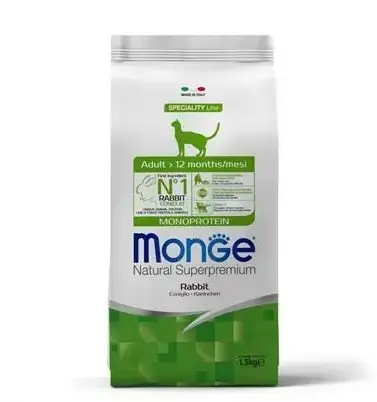 

MONGE Монж Cat Adult Сухой корм для взрослых кошек с кроликом, 1.5