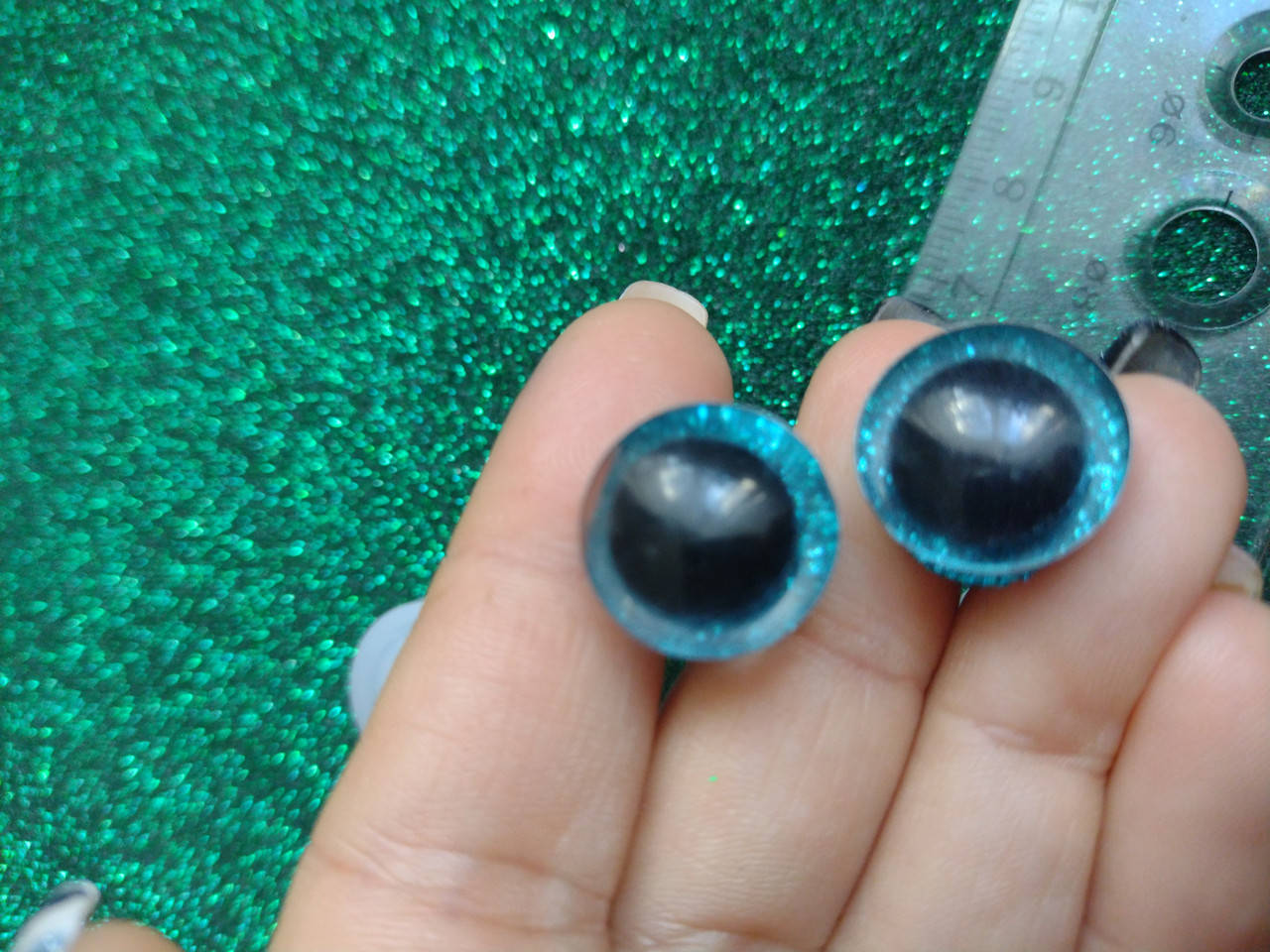 

Фурнитура глазки на безопасном креплении 16 мм. Блестящие голубые., Голубой