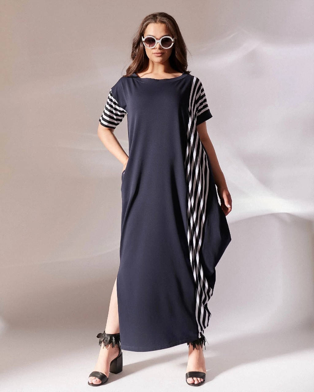 

Свободное летнее трикотажное платье батал