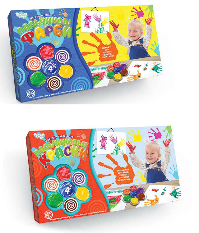

Творчество. Пальчиковые краски "Моё первое творчество" 4 цв. (укр/рус) Пок. /12/ (PK-02-01(02))