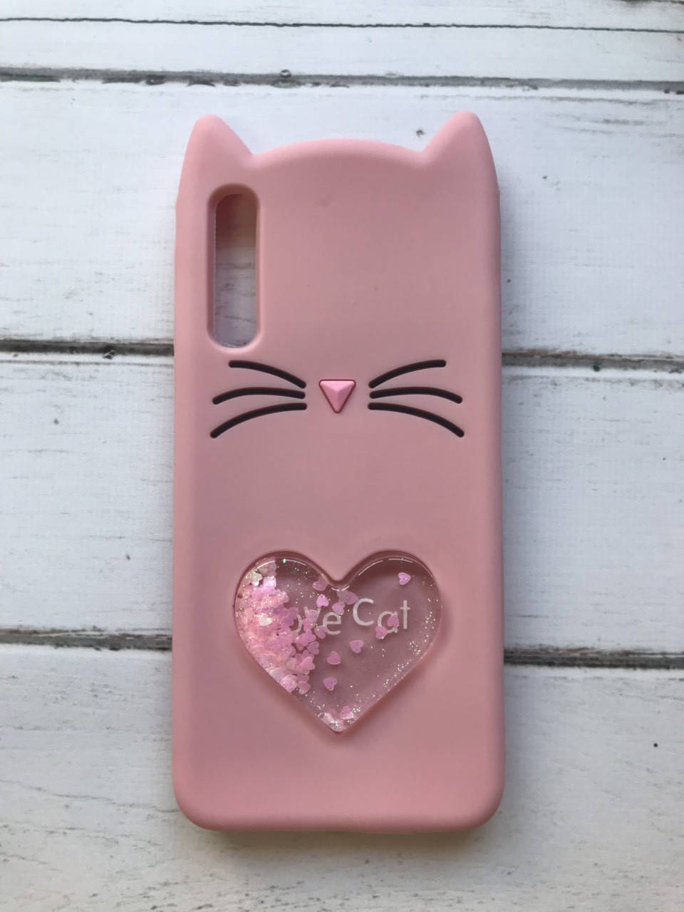 

Чехол силиконовый 3D Case с переливающимися блёстками для Samsung Galaxy А50 (2019) А505 Кот розовый