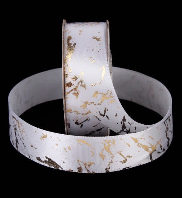 

Атласная лента "White&Gold", 2.5 см х 18 м