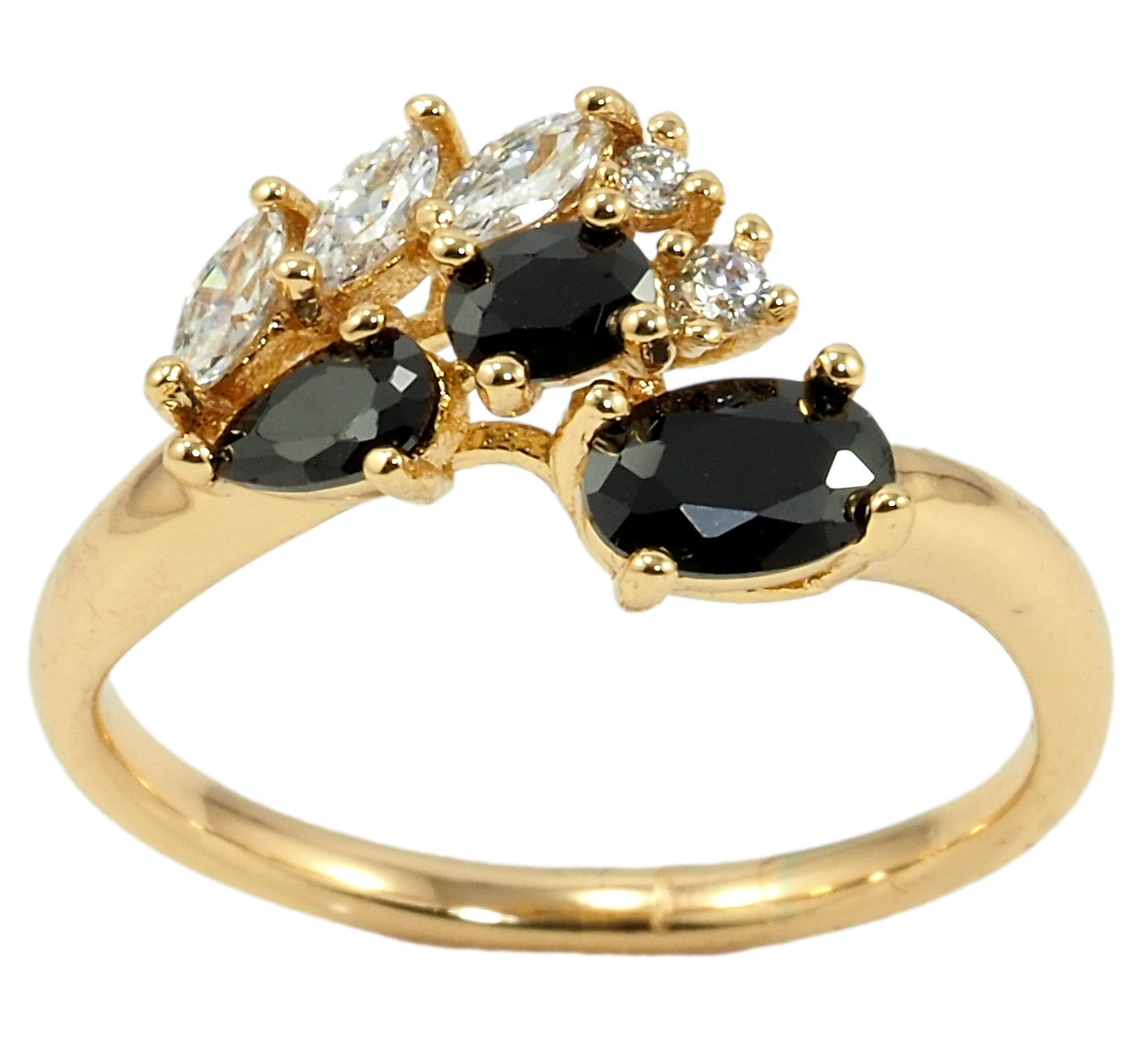 

Кольцо Xuping Позолота 18K "Орнамент из черно-белых фианитов" р.16.5,17,17.5