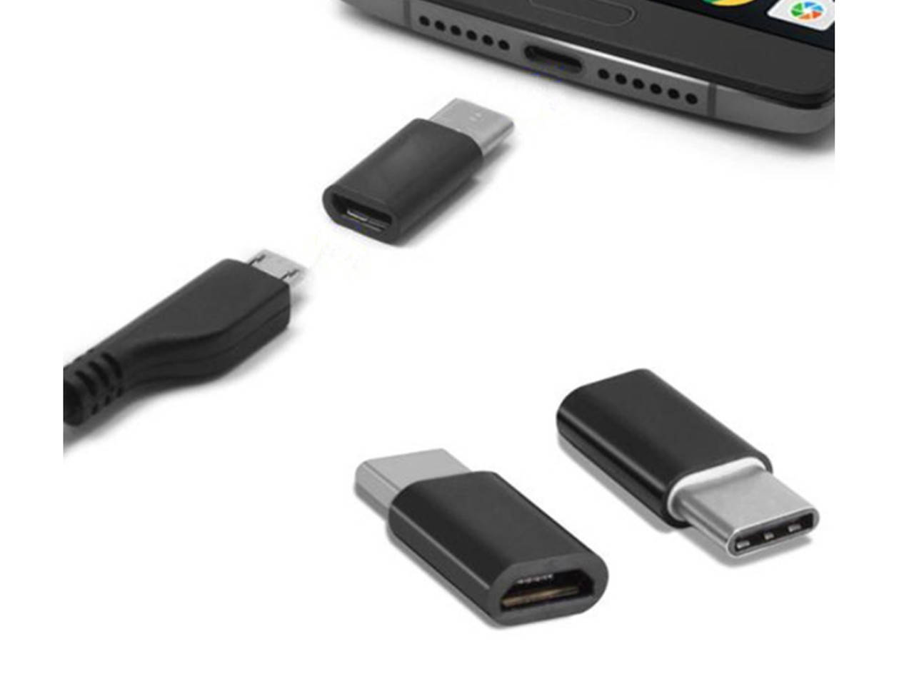 

OTG переходник Type C - microUSB, Черный