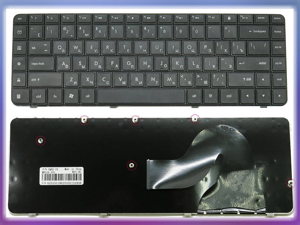 

Клавиатура для HP Compaq CQ62, G62, CQ56, G56 ( RU Black )., Черный
