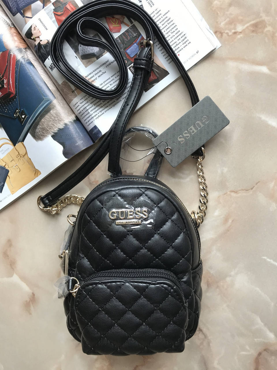 

Сумка женская мини кросс-боди Guess оригинал Evan mini Crossbody Гесс кросс боди рюкзак, Черный