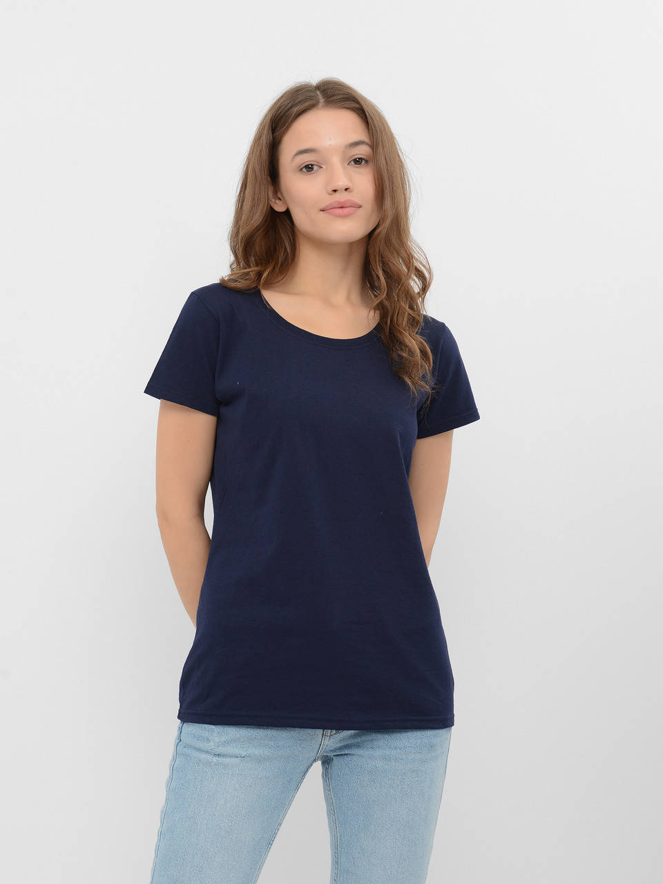 

Женская футболка Fruit of the loom Valueweght Ladies 100% хлопок приталенная однотонная Глубоко-темно-синий, L