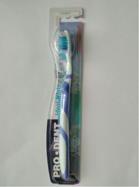 

Зубная щетка средней жесткости Prodent Ideal White, Продент, Белый