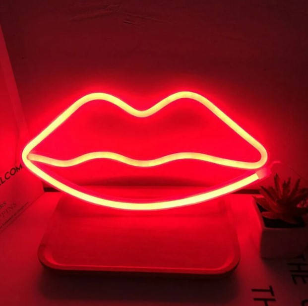 

Настенный неоновый светильник ночник Губы красные, Красный