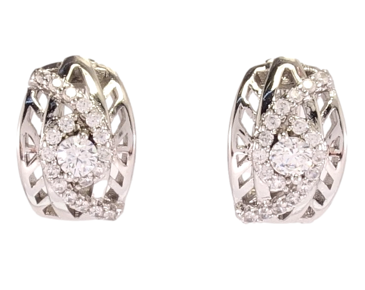 

Серьги Xuping Родий колечки "Декоративный резной орнамент с узором из циркония"