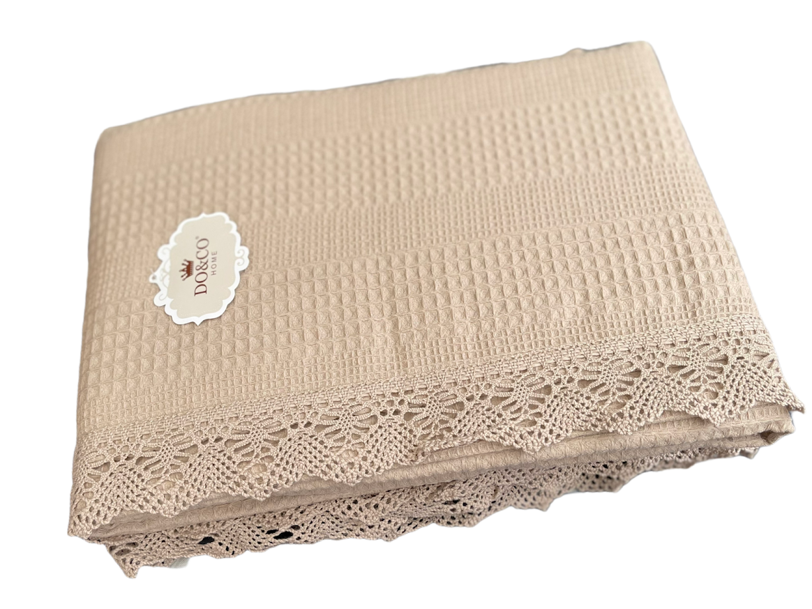 

Вафельная простынь DO&GO Pike Beige хлопок 220-240 см пудровый, Бежевый