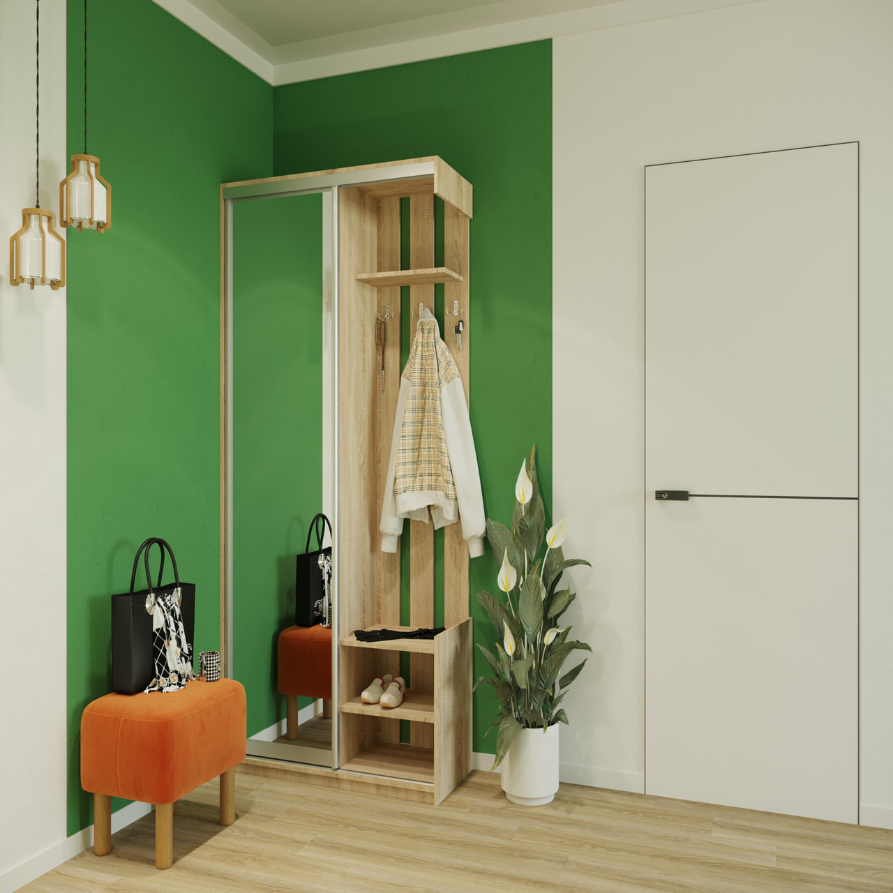 Передпокій Doros City One Door Дуб Cонома 1 Дзеркало 110х45х210 (44900083) 4