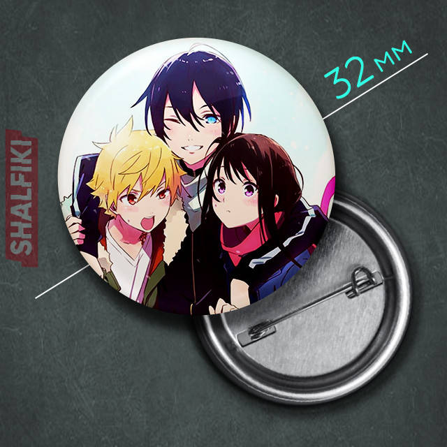 

"Ято, Хиёри Ики и Юкинэ (Бездомный бог / Noragami)" значок круглый на булавке Ø32 мм