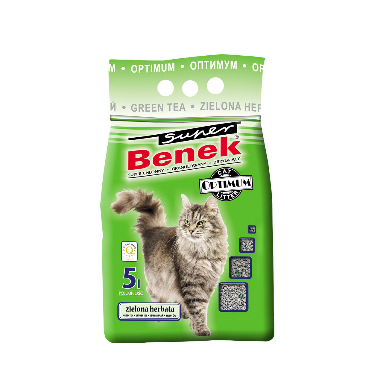 

Super Benek (Супер Бенек) Бентонітовий Оптимальний наповнювач для котячого туалету з ароматом зеленого чаю 5л