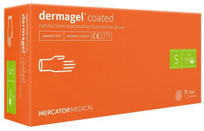 

Перчатки Dermagel медицинские латексные без пудры , 100 шт, Белый