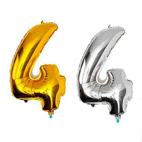 

Шарик надувной фольгированный "4" MK 1346, золото, серебро, Разные цвета