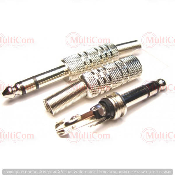 

01-01-102SV. Штекер 6,3 стерео, корпус металл, с пружиной, серебристый