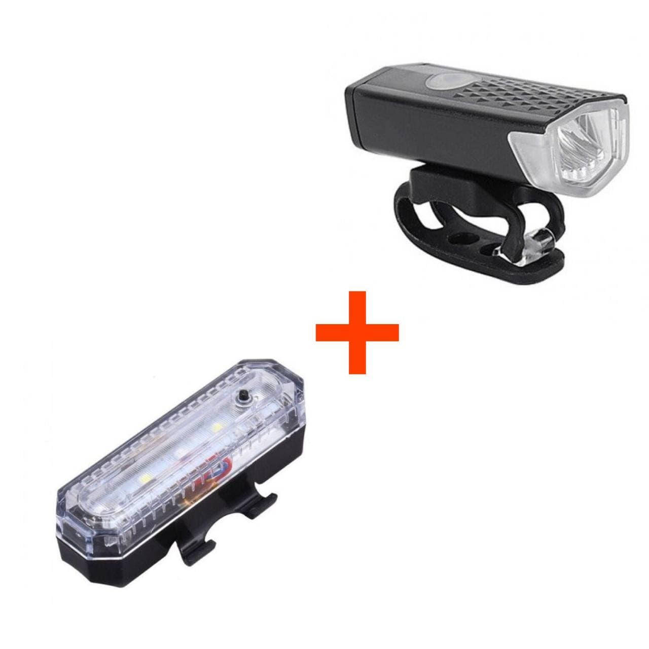 

Фонарь велосипедный комплект (передний +задний ) черный BP2255(818)