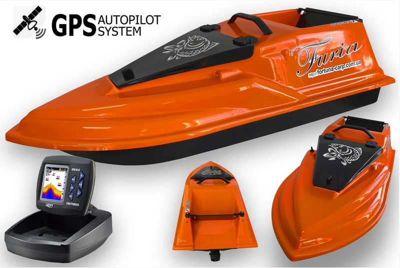 

GPS (V3_9+1), Эхолот Lucky918, Кораблик для рыбалки Фурия Шторм Оранжевый