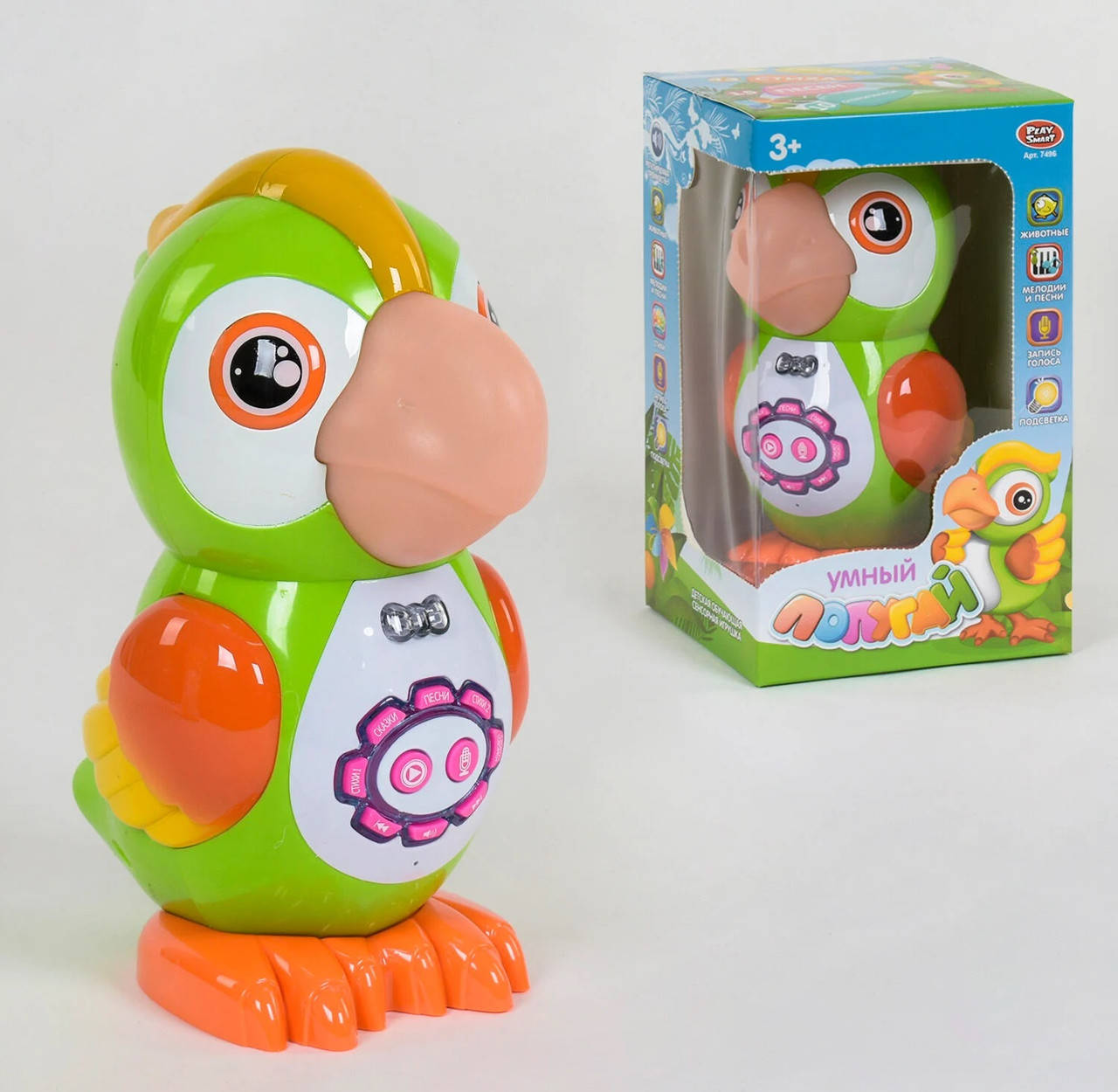 

Попугай интерактивный 7496 "Play Smart" зеленый 38817, Зелёный