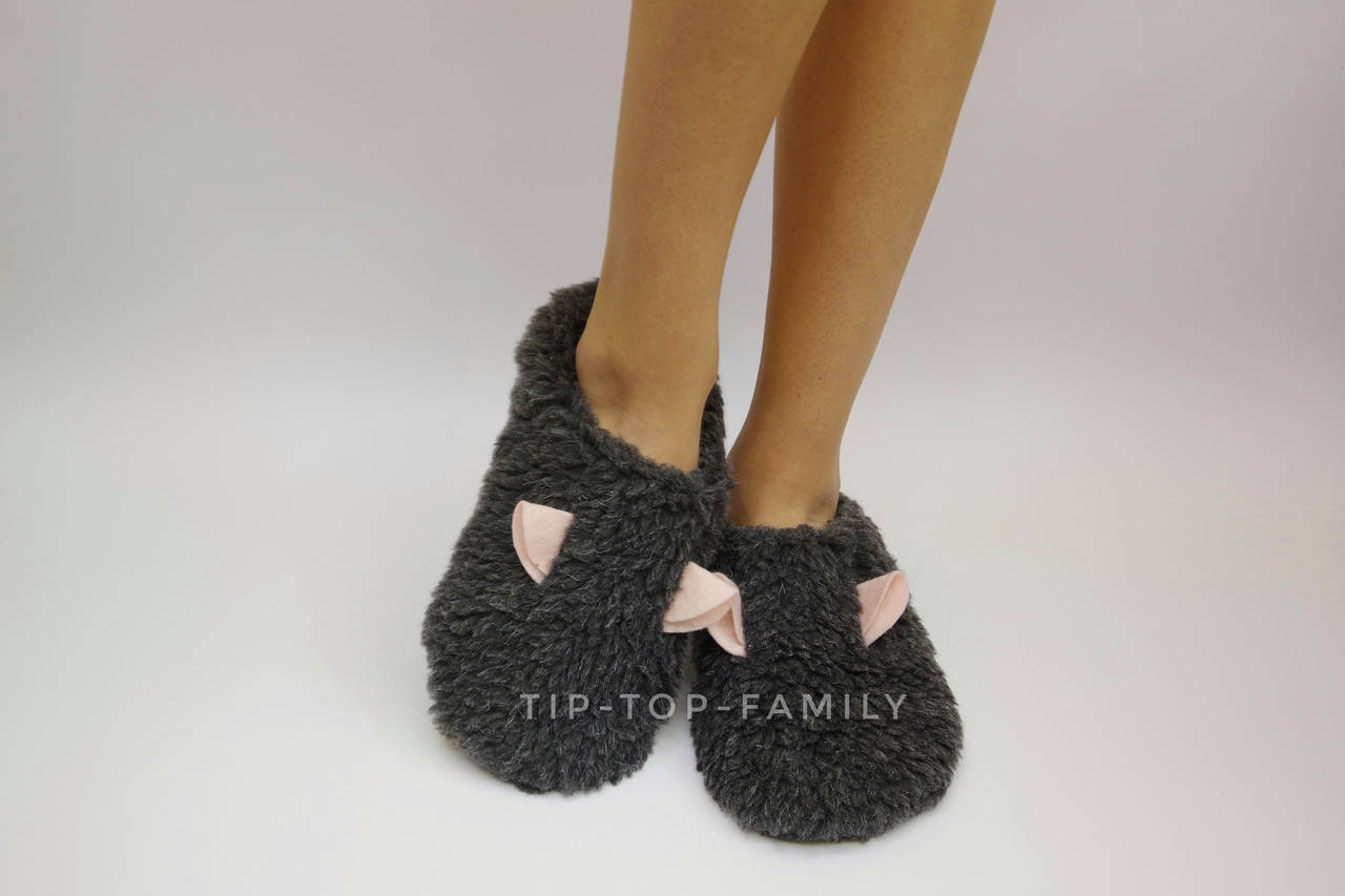 

Женские домашние тапочки-шлепки, Серый