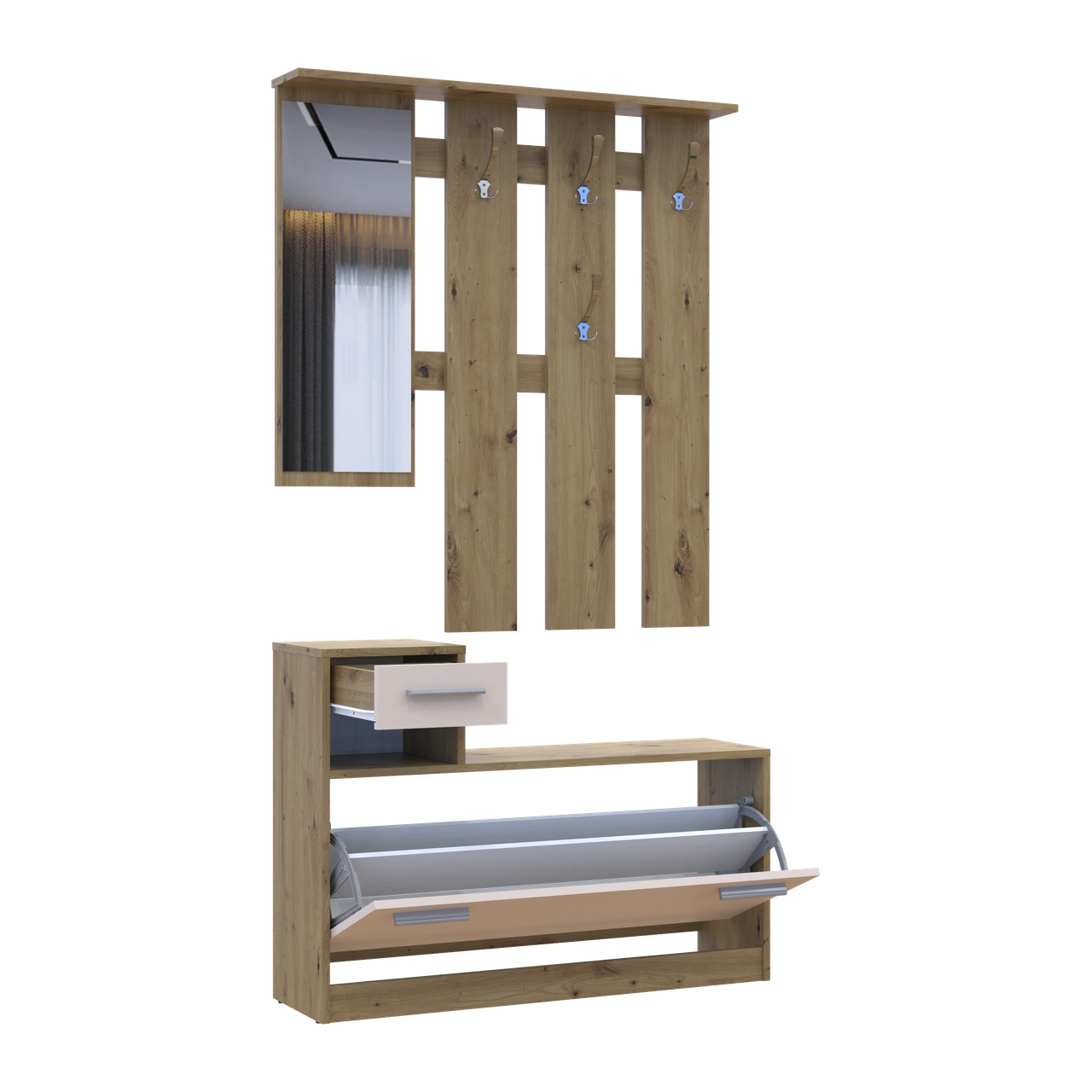 Передпокій Doros Alice Дуб Евок/Кашемір 1 дзеркало 100х27х182.9 (44900360) 4