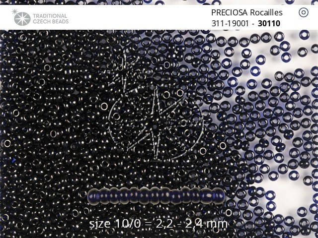 

31119/30110/10 Черно-синий прозрачный чешский бисер Preciosa 1грамм