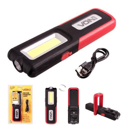

Переноска "VOIN" VL-109, 5W-COB+3W XPE/Power Bank 2000mAh/магнит/инд. заряда (VL-109)