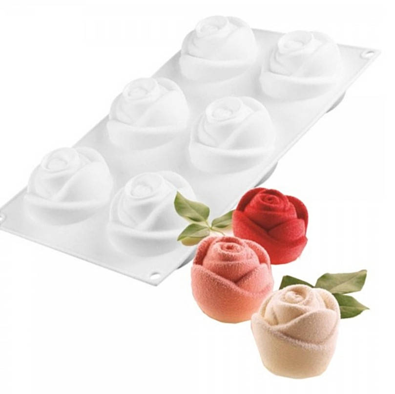 

Форма силиконовая для муссовых десертов Роза Rose 6шт на планшете