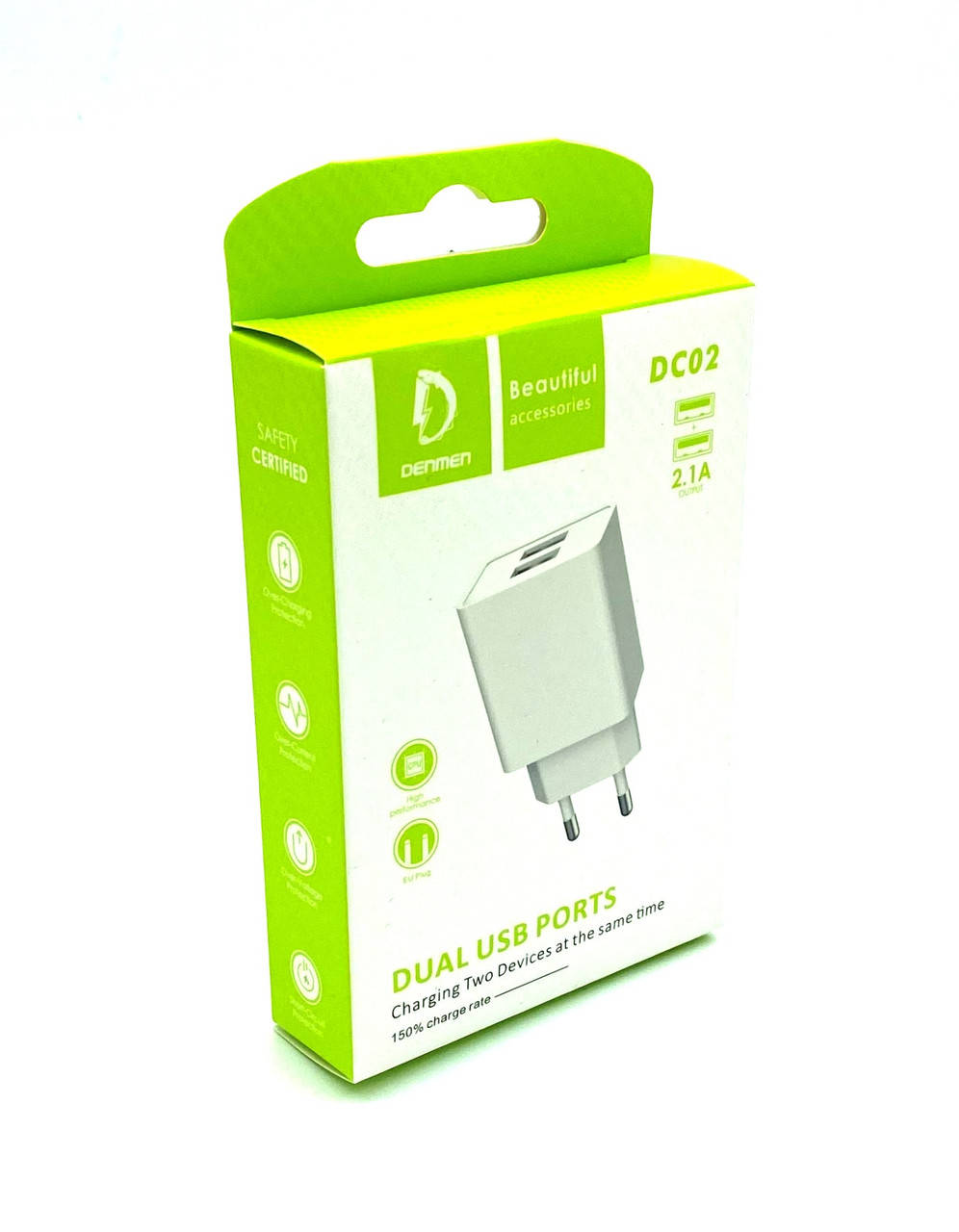 

Адаптер питания / Сетевое ЗУ DENMEN DC02 (5V/2.1A/2USB) White, Белый
