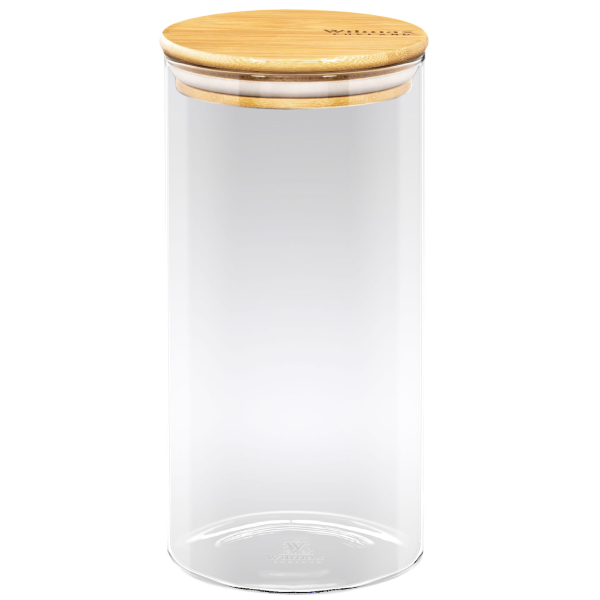 

Емкость для хранения сыпучих 1800 мл Wilmax Thermo 10x27см с бамбуковой крышкой WL-888509/A, Прозрачный