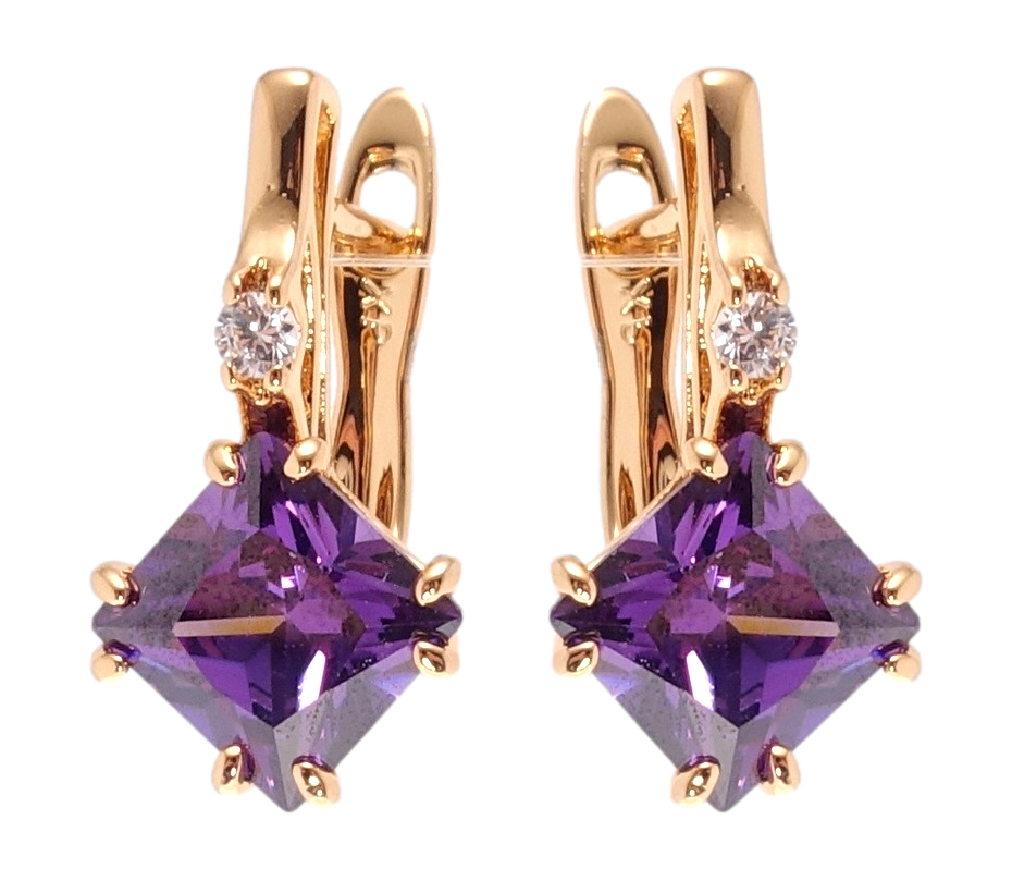 

Серьги Xuping Позолота 18K английский замок "Сиреневые фианиты"